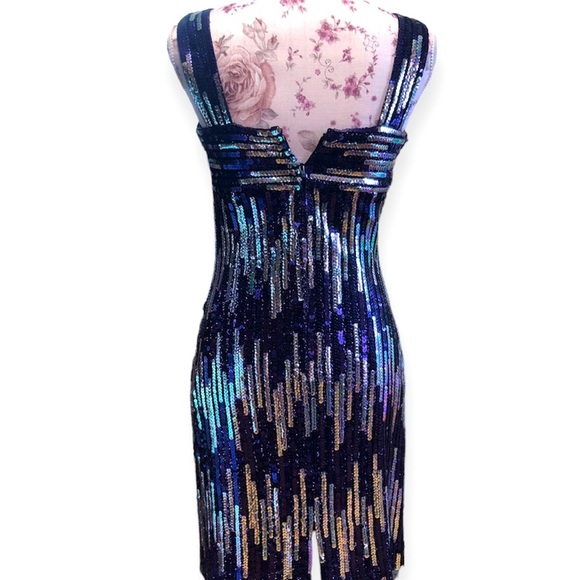 Vintage Alyce Design Purple Sequin Sexy Gown Dress - Picture 5 of 6